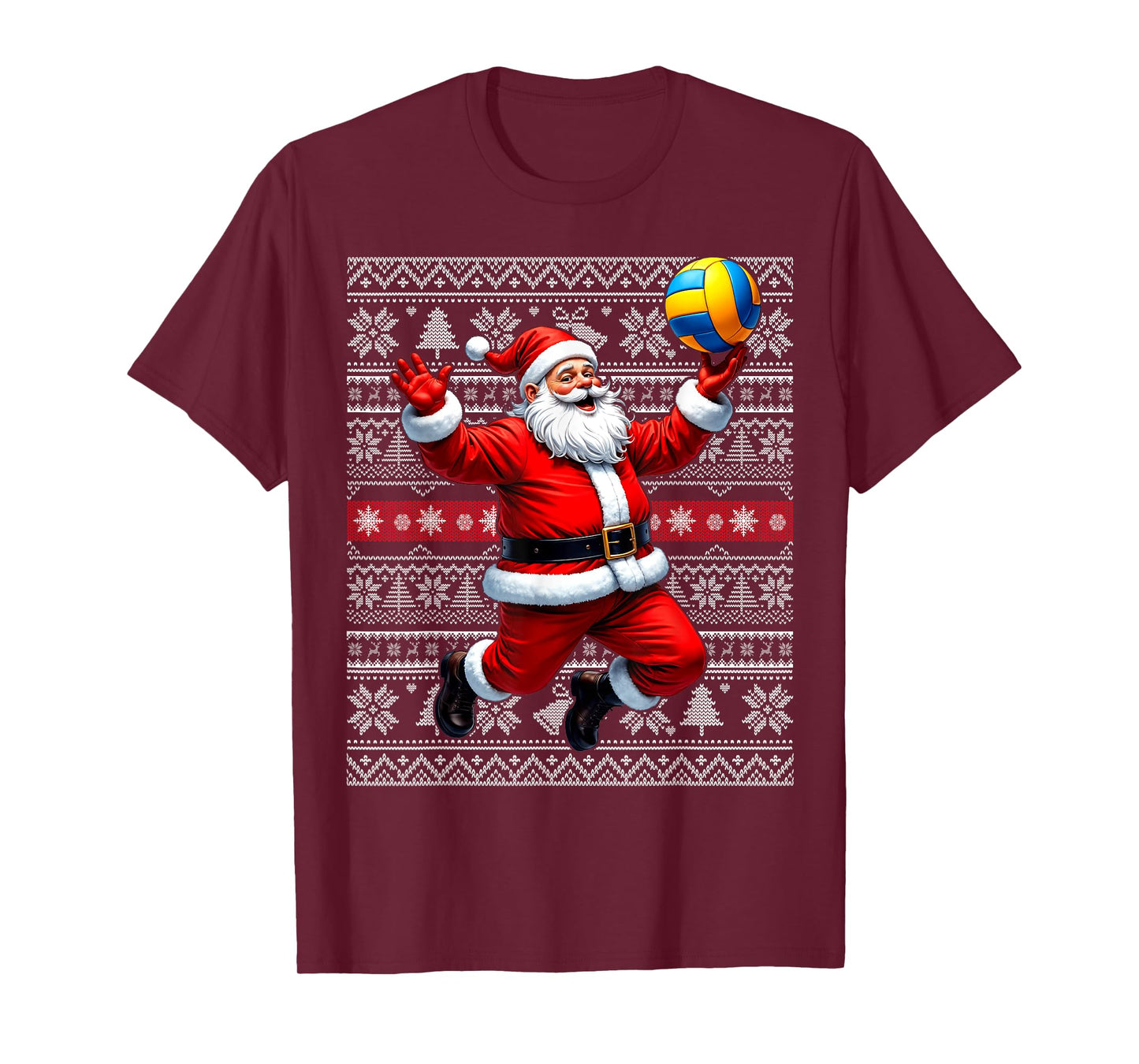 Funny Santa Playing Volleyball Ugly Christmas Sweater Xmas T-Shirt