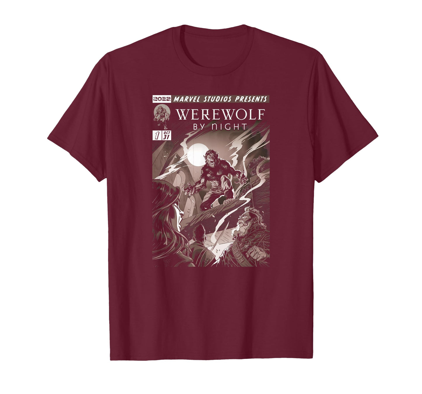 Marvel Werewolf by Night Jack Colorless Comic Cover T-Shirt