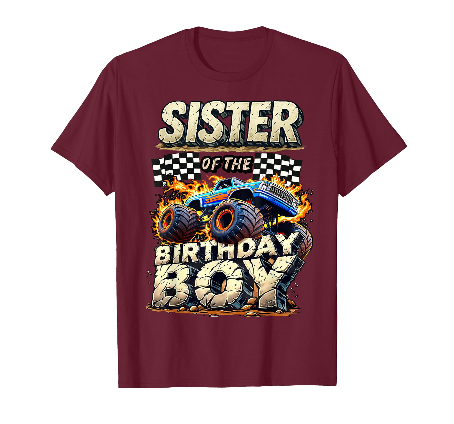 Sister Of The Birthday Boy Monster Truck Family Matching T-Shirt