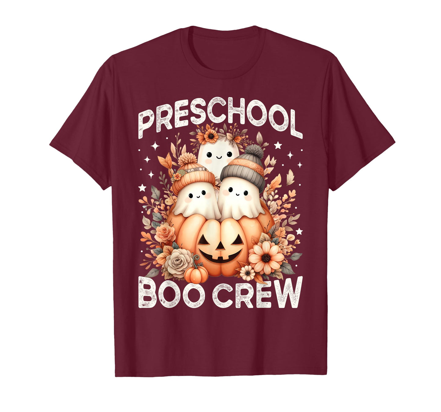 Preschool Boo Crew Teacher Kids Fall Halloween Ghost Pumpkin T-Shirt