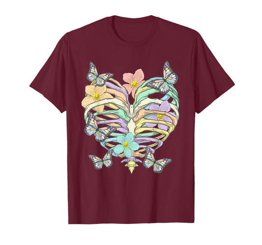 Pastel Goth Heart Ribcage Harajuku Goth Aesthetic Otaku T-Shirt