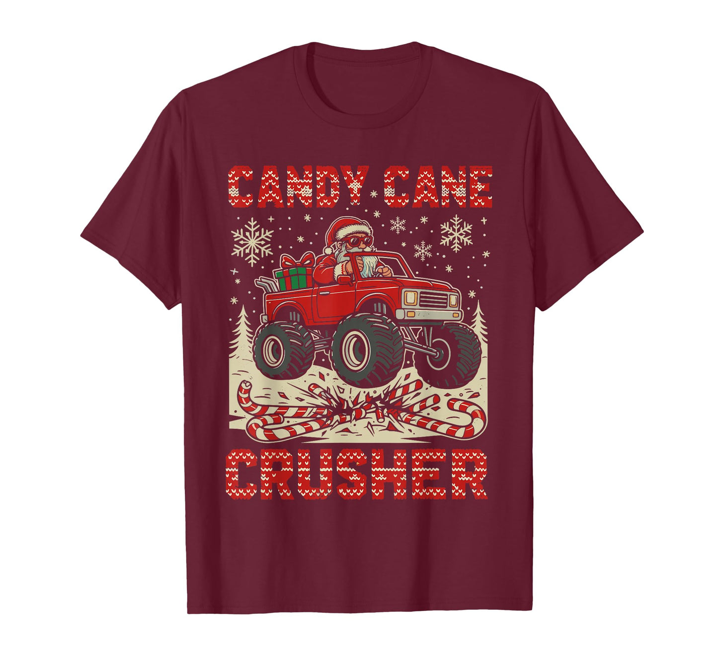 Toddler Christmas Pajamas, Monster Truck Candy Cane Crusher T-Shirt