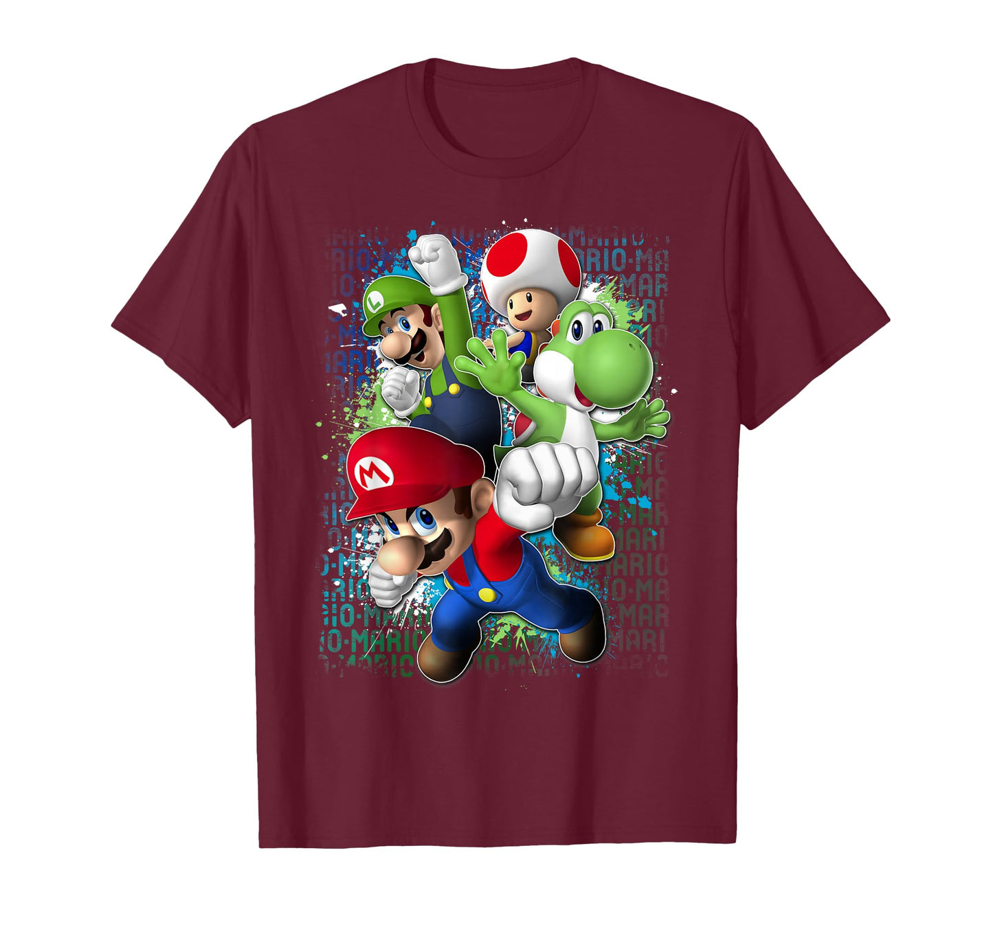 Nintendo Super Mario Luigi Paint Splatter Action T-Shirt T-Shirt