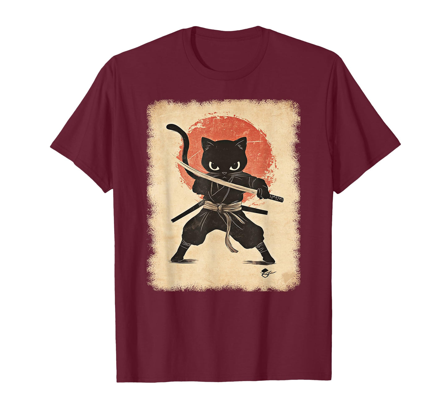 Japanese Samurai Kitten Kawaii Ninja Cat T-Shirt