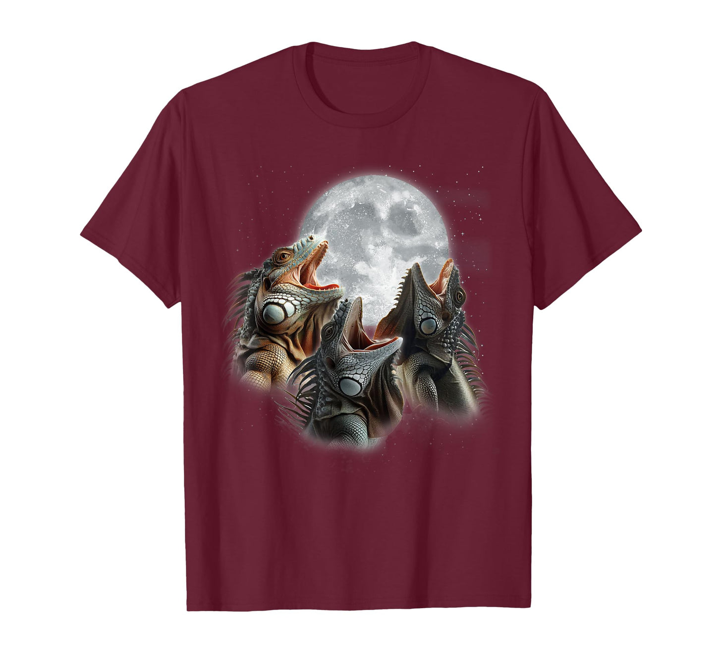 3 Iguanas Howling At The Moon Funny Iguana Hunter Pet Lizard T-Shirt