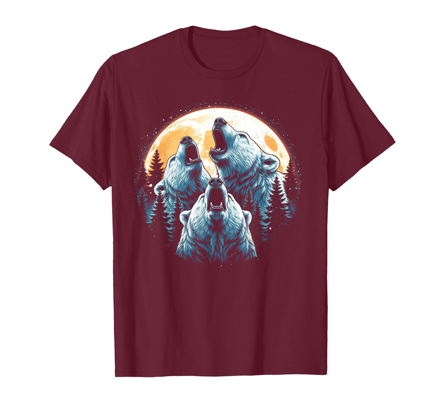 3 Polar Bears Howling At The Moon Wolf Animal T-Shirt