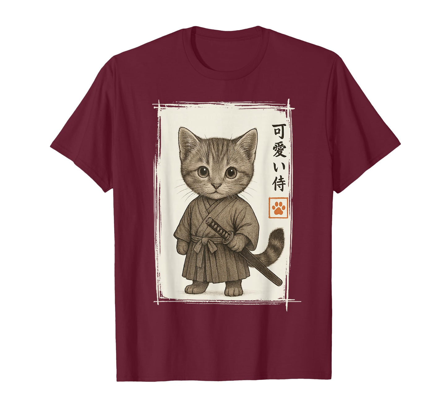 Samurai Kitten Japanese Anime Funny Cat Gifts Men Women Kid T-Shirt
