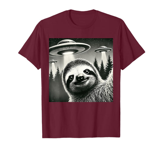 Funny Sloth Selfie UFOs T-Shirt