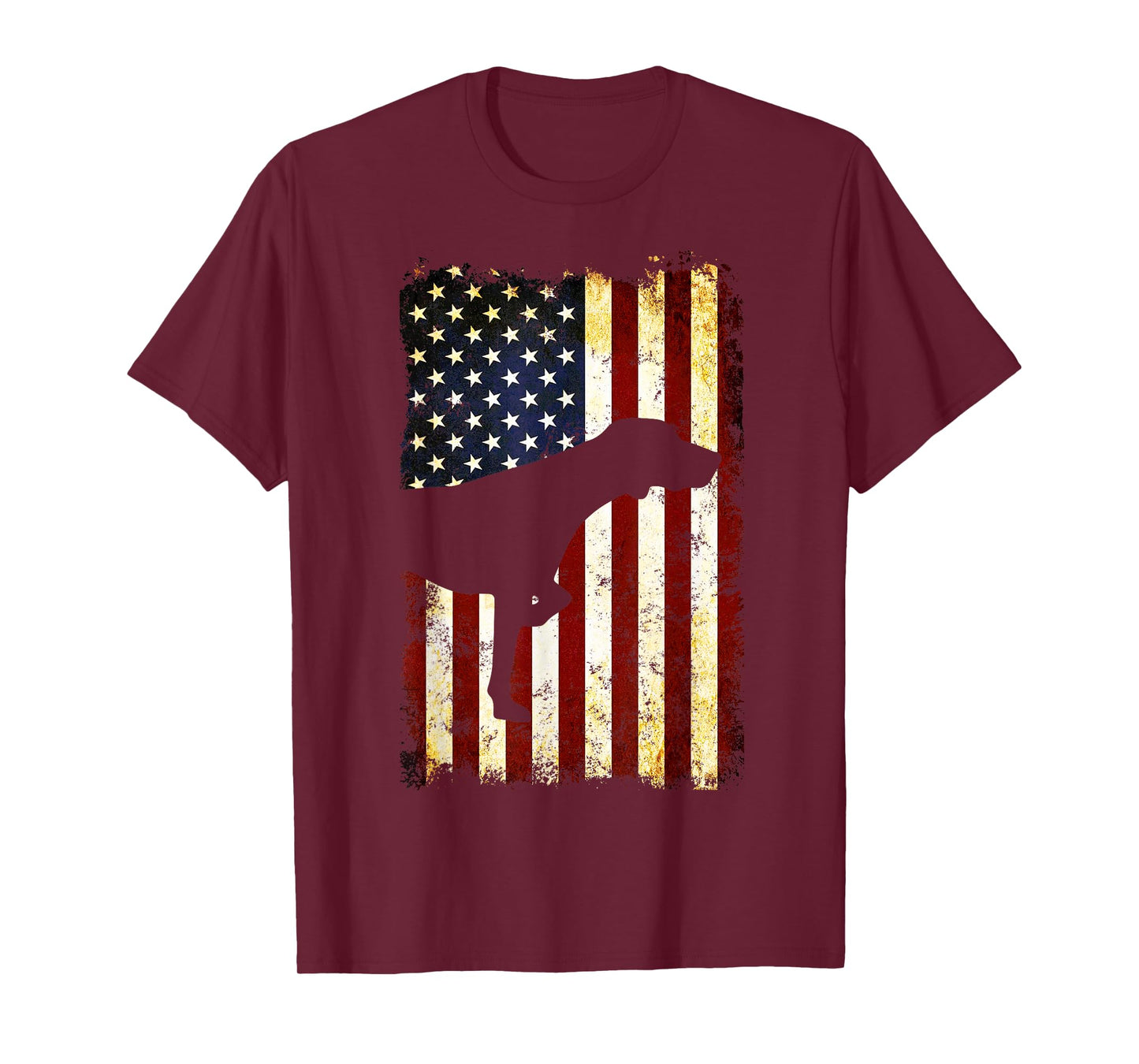German Shorthaired Pointer Silhouette American Flag T-Shirt