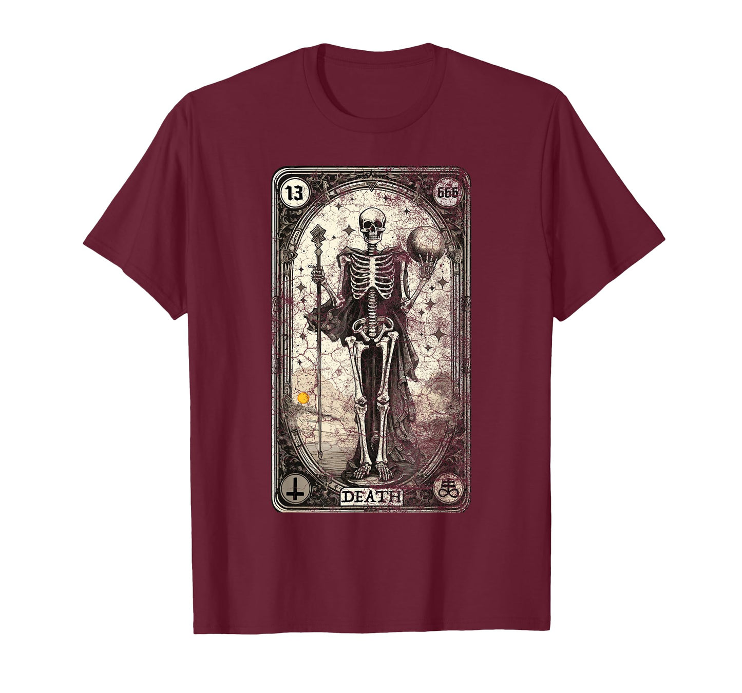 Vintage Tarot Card Death Skeleton Occult Satan Unholy Horror T-Shirt