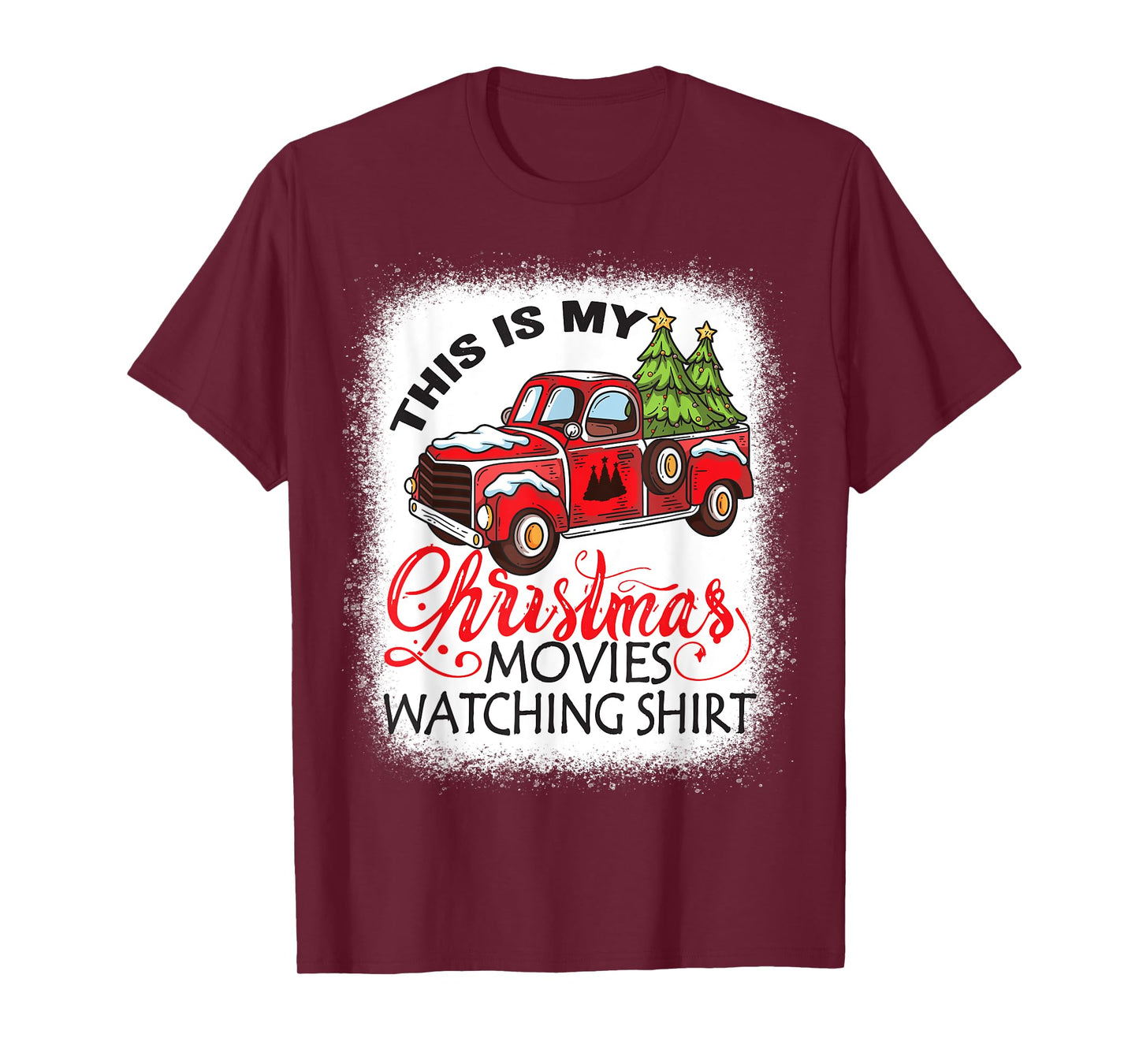 This Is My Christmas Movies Watching Shirt Bleached Xmas T-Shirt