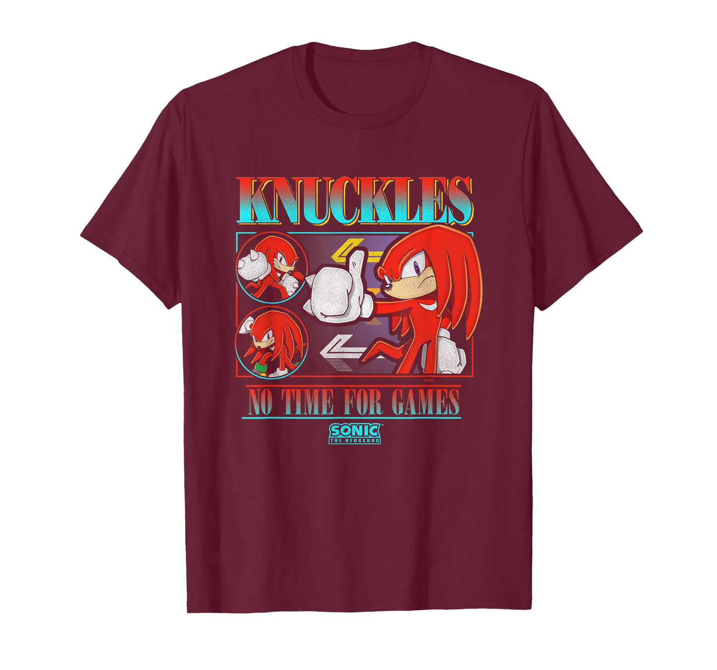 Sonic The Hedgehog Knuckles No Time For Games Vintage T-Shirt