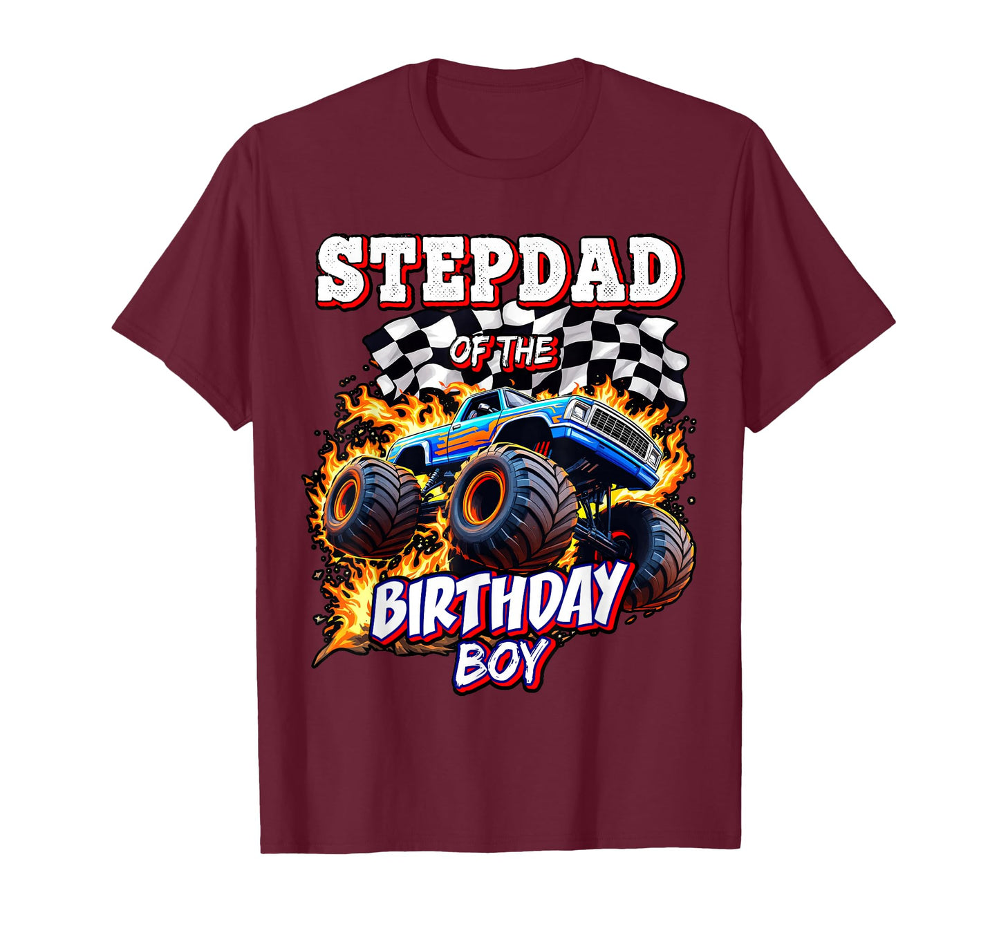 Stepdad of the Birthday Boy Monster Truck Birthday Novelty T-Shirt