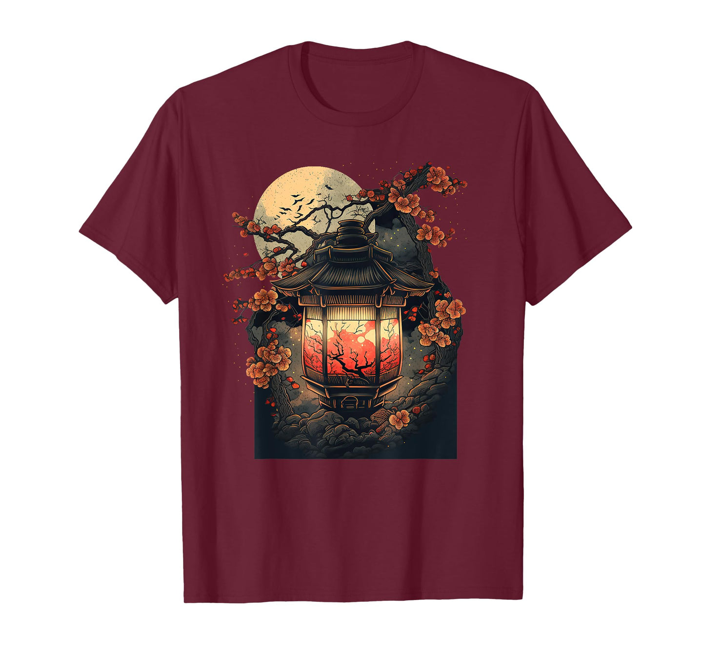 Japanese Pagoda Lantern Japan Art Sakura Blossom Zen Art T-Shirt
