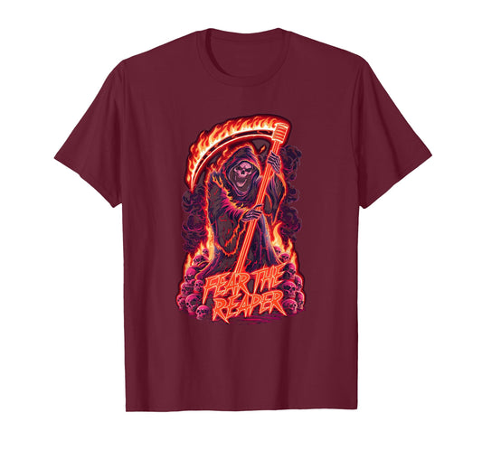 Fear The Reaper - Flaming Grim Reaper Goth T-Shirt
