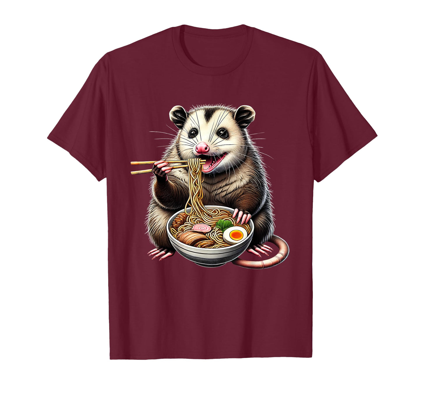 Possum Eating Ramen Noodle Anime Japanese Food Opossum Lover T-Shirt