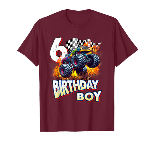 Birthday Monster Truck 6 Year Old Boys 6th Party Born 2019 T-Shirt