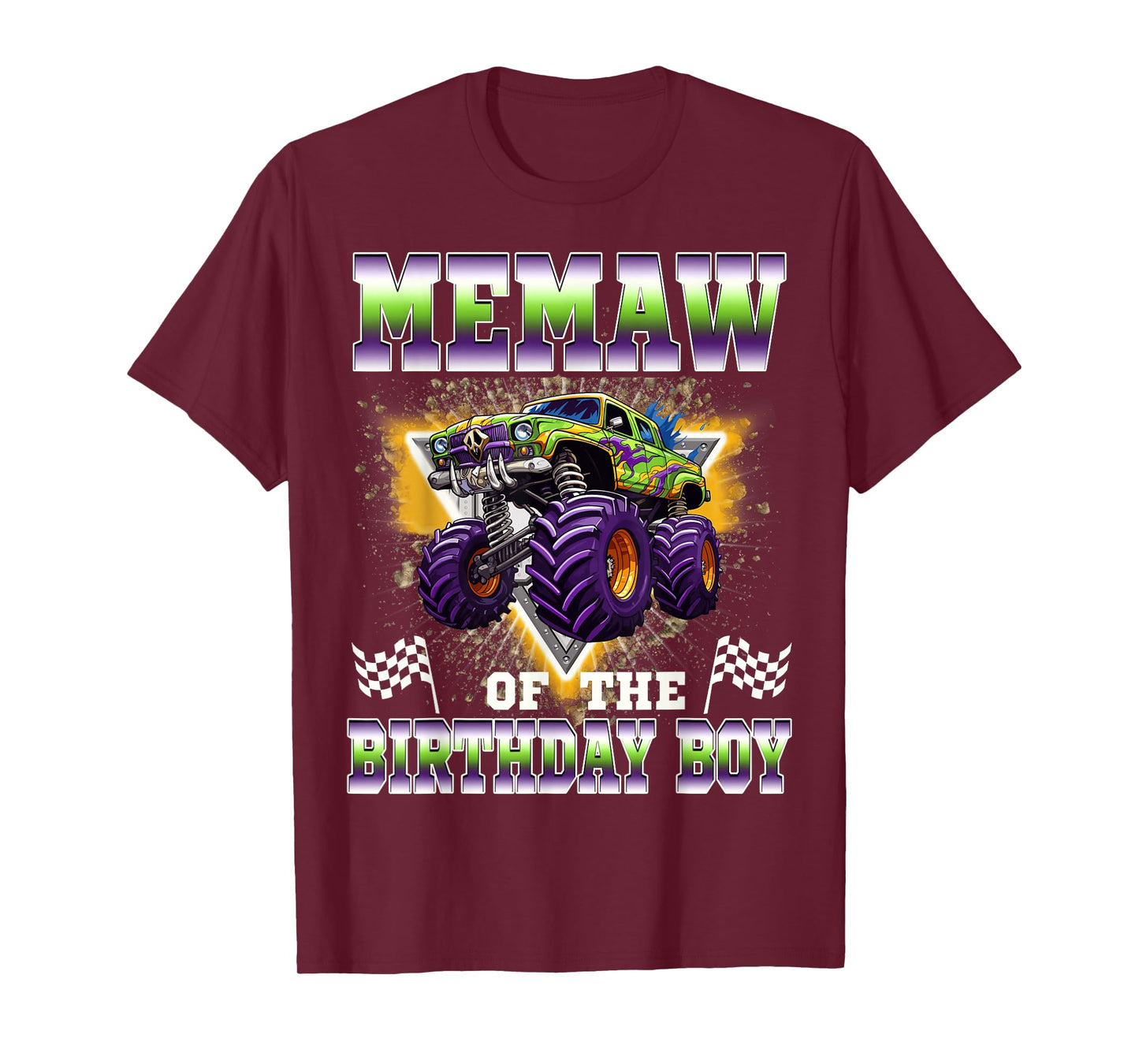 Memaw of The Birthday Boy Monster Truck Birthday Family T-Shirt