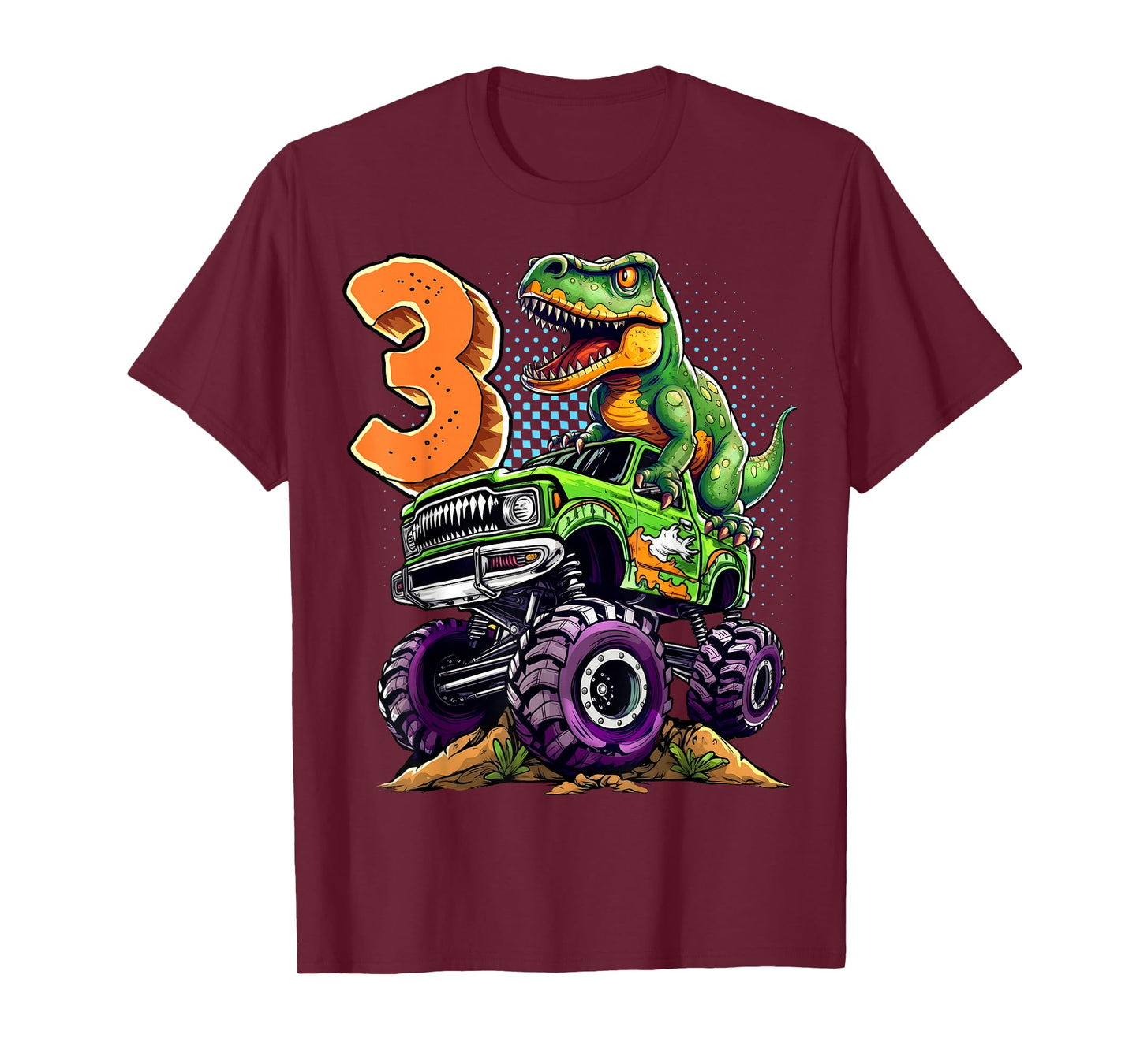 Monster Truck Dinosaur T-Rex 3rd Birthday Boy 3 Year Old T-Shirt