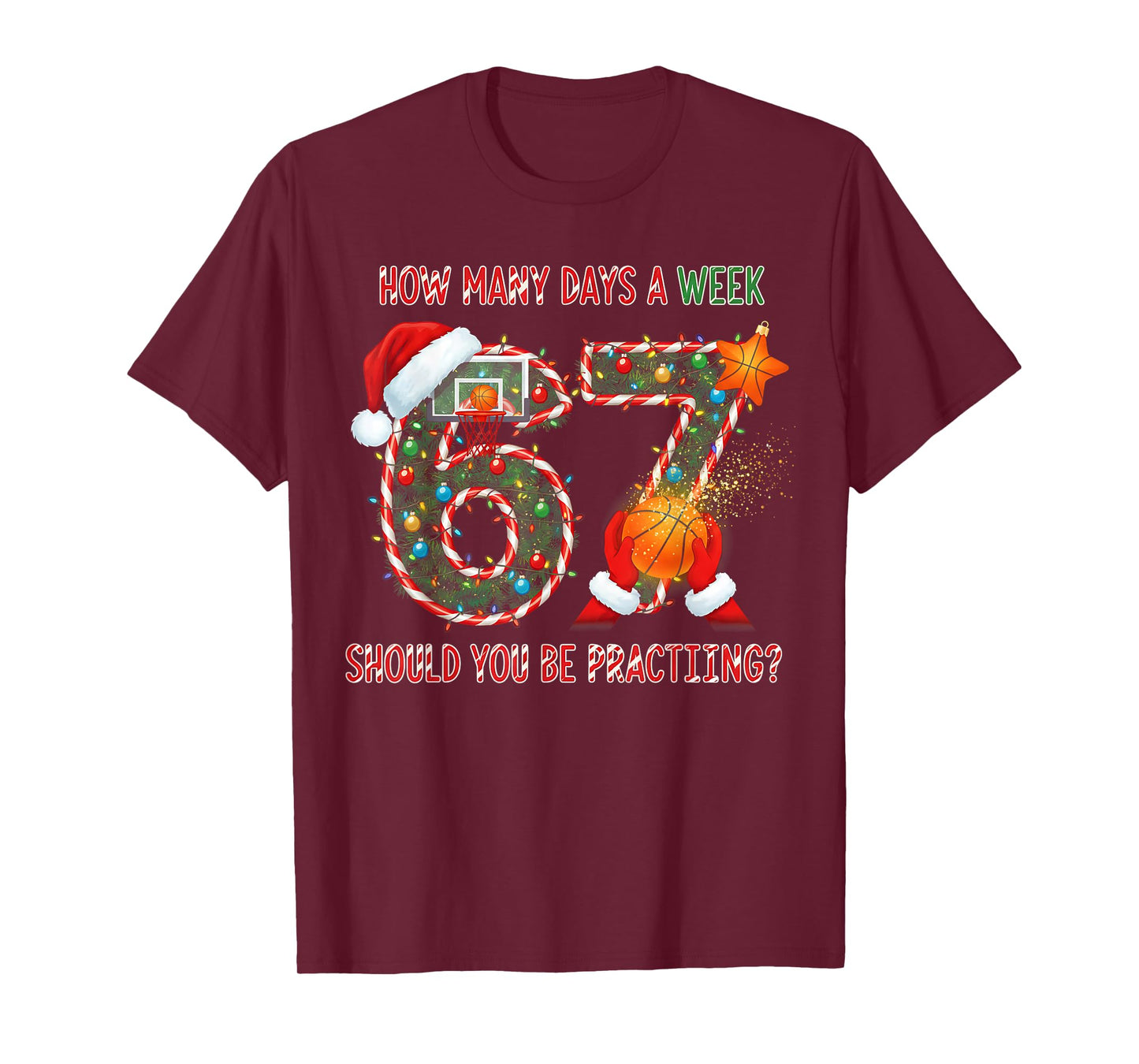 67 Christmas 6 7 Meme Basketball Pajamas Boys Girls Kids T-Shirt