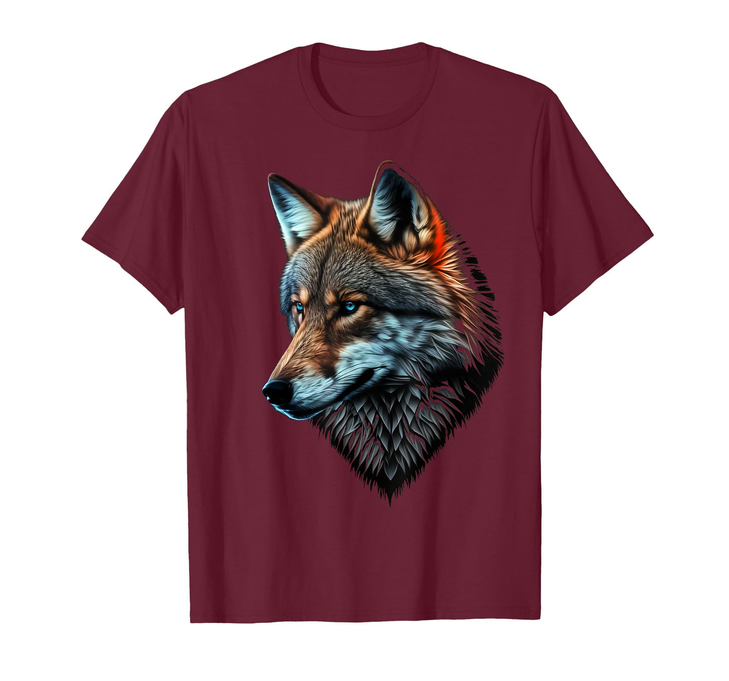 Wolf Portrait Blue Eyes Animal Print Art Wolf T-Shirt