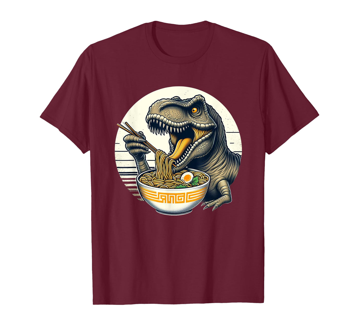 Kawaii Artwork Co Japanese Dinosaur Ramen T-Rex Kawaii Neko Rex Japanese Noodles Unisex Anime Themed T-Shirt - Black, Small, Short Sleeve