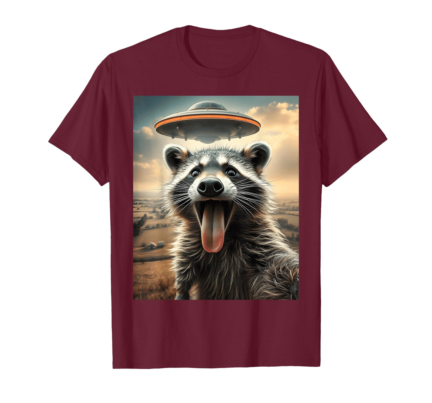 Racoon Selfie UFO Alien Raccoon T-Shirt