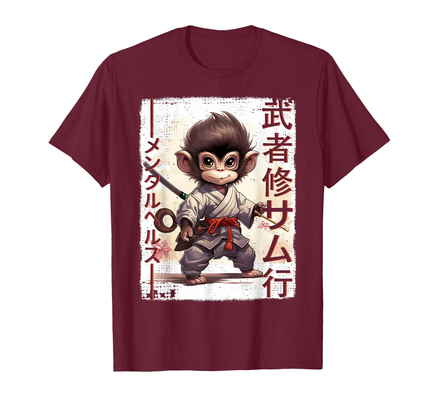 Samurai Monkey Warrior Japanese Ninja Monkey Kawaii T-Shirt