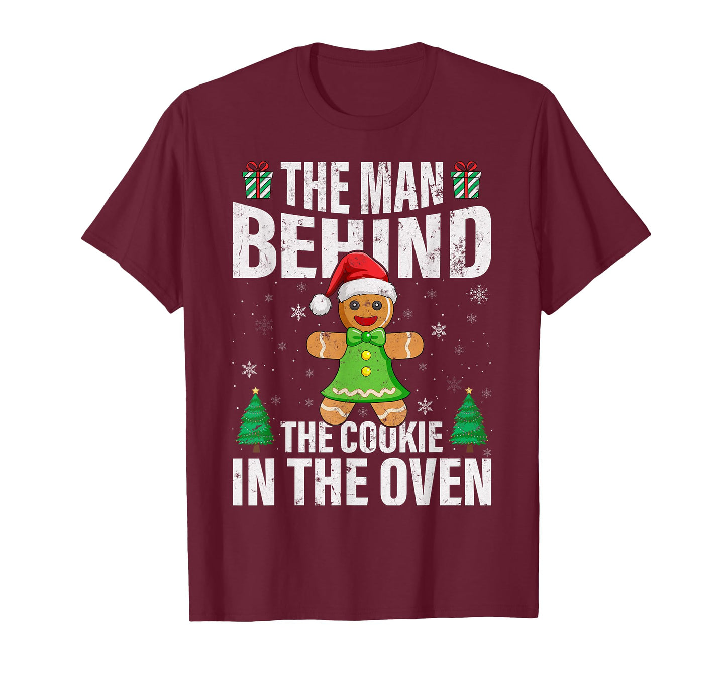 Christmas Pregnancy Man Behind Cookie Dad to Be Xmas Pajamas T-Shirt