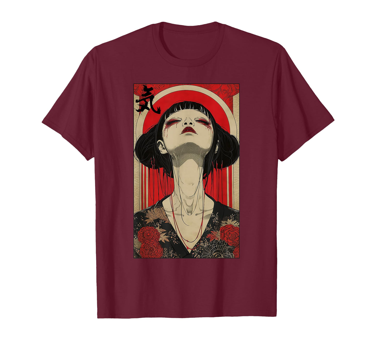 Japanese Geisha Woman Art Kanji Tokyo Japan Hanami Anime T-Shirt