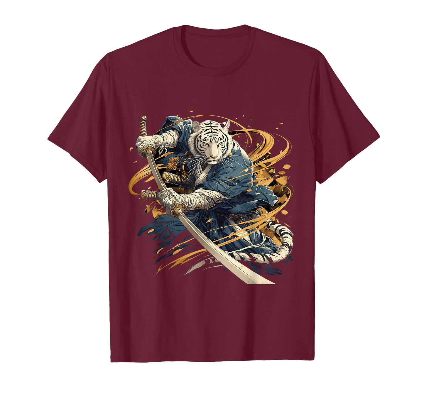 Japanese Art Tiger Ninja Ukiyo-e Anime Style Samurai Tiger T-Shirt