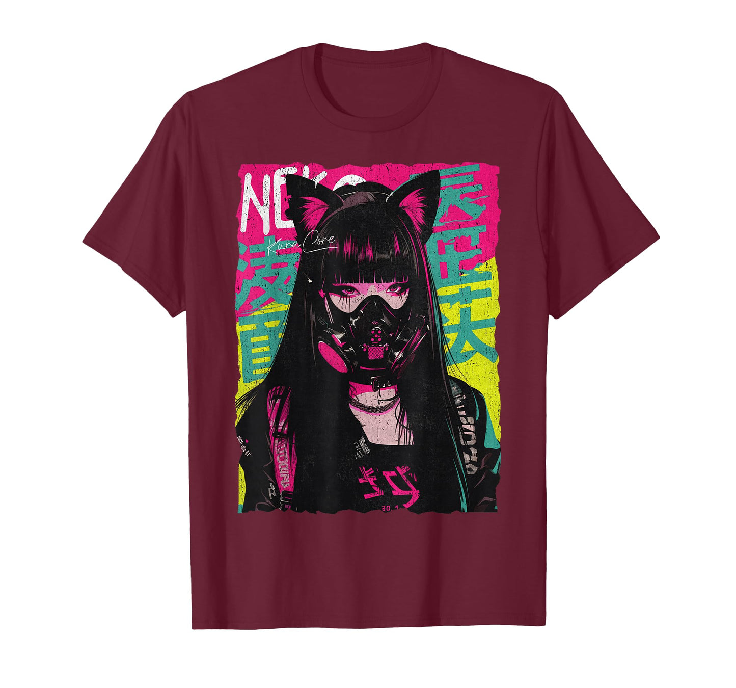 Japan Streetwear Cyberpunk Y2K Techwear Neko Manga Anime T-Shirt