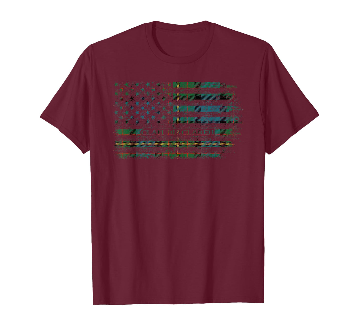 Clan MacLaren Scottish tartan US flag kilt Scotland T-Shirt