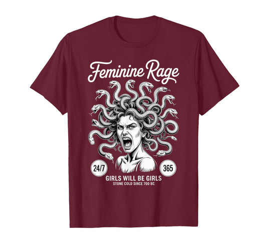 Feminine Rage Girls Greek Mythology Goddess Female Medusa T-Shirt