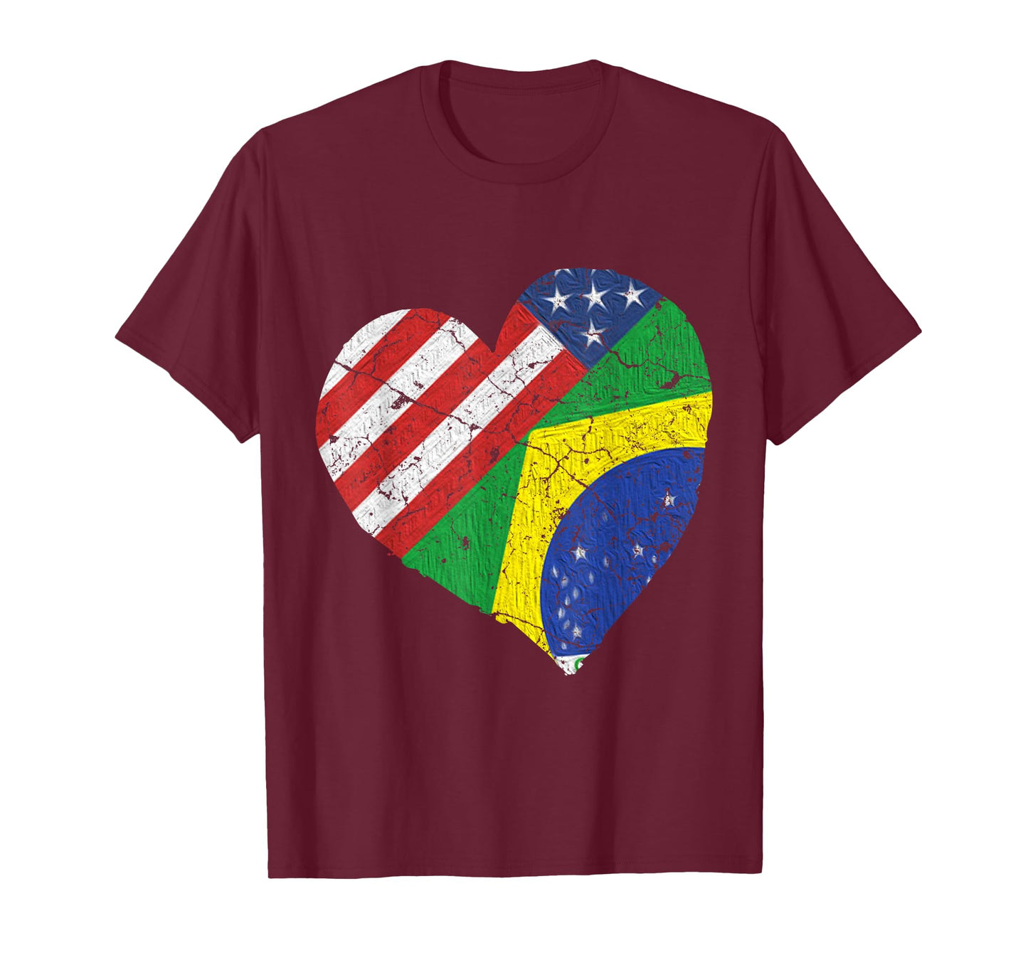 Half Brazilian Half American Flag Brazil USA Pride T-Shirt