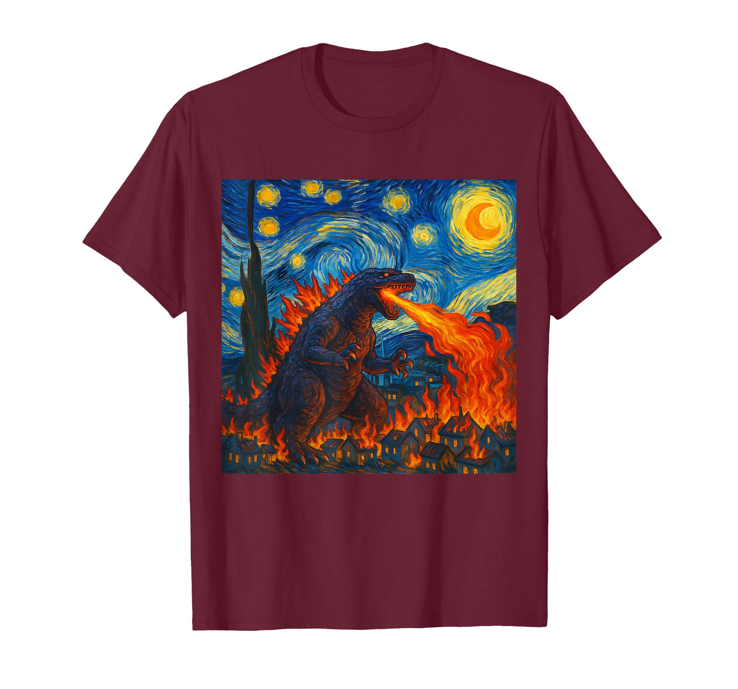Kaiju Starry Night Van Gogh Style Monster Art T-Shirt