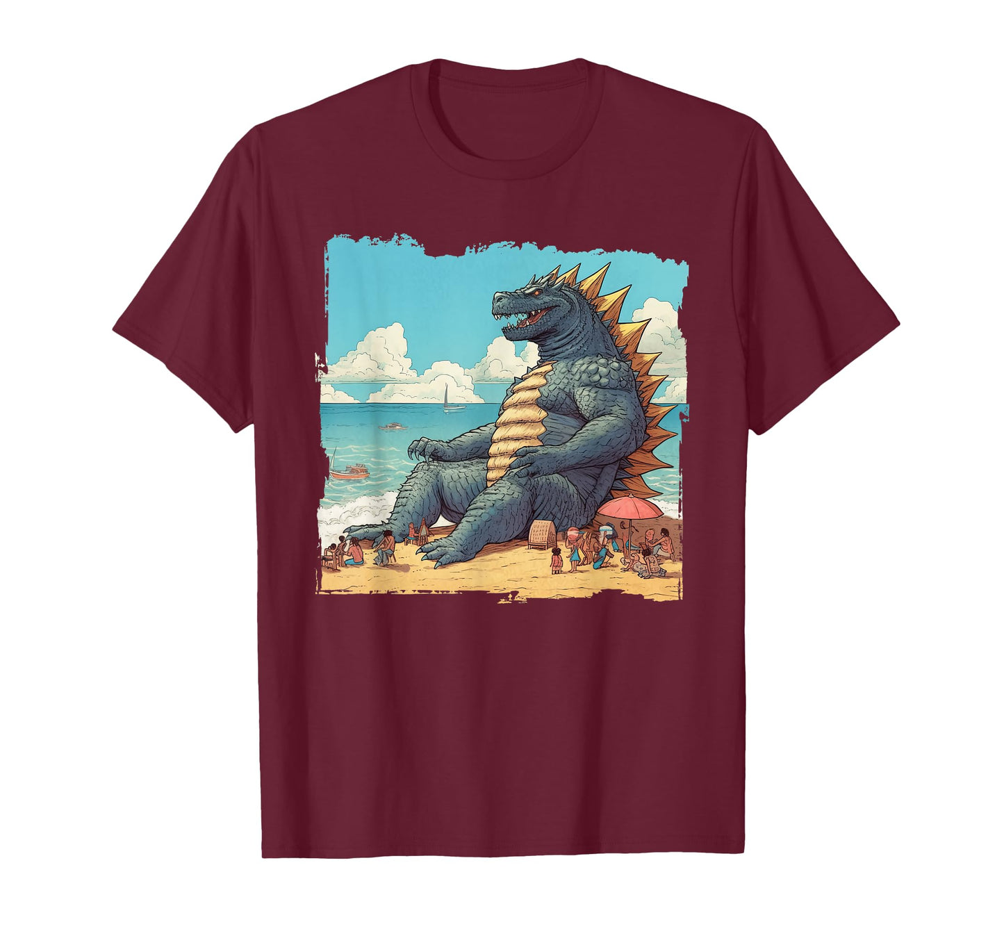 Kaiju on the Beach Suntanning Vacation Ocean Holiday Party T-Shirt