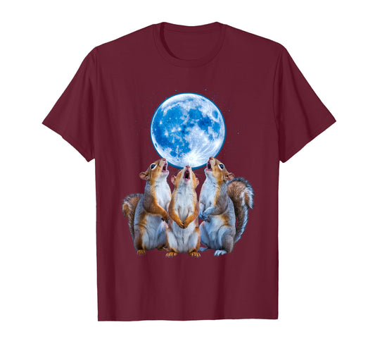 Three Squirrels Howling At The Moon, 3 Squirrel Moon T-Shirt