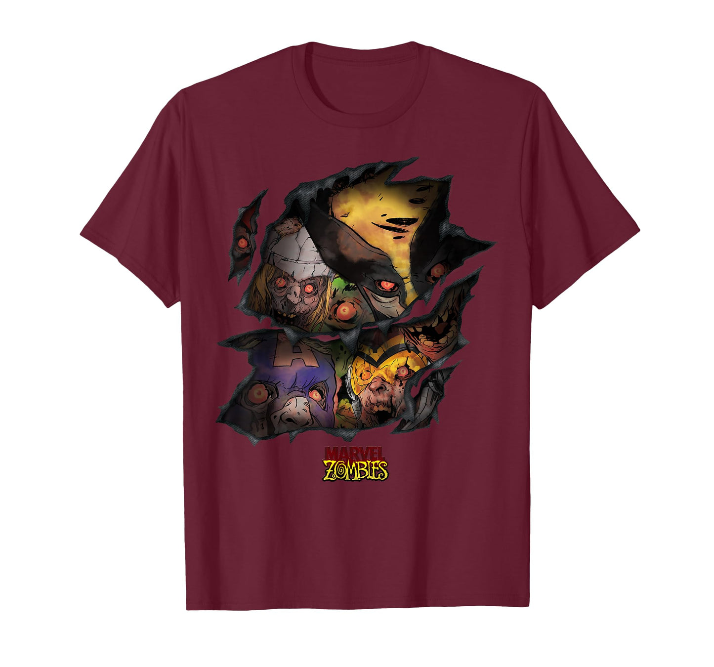 Marvel Zombies Group Shot Zombies Ripping Through T-Shirt