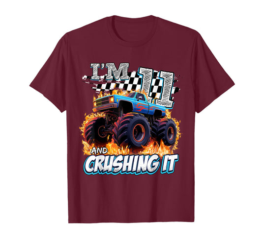 11 Year Old Boys Monster Truck It's My 11th Birthday Party T-Shirt