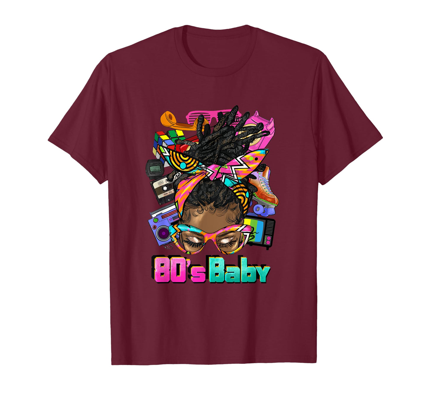 80's Baby Afro Messy Bun African American 1980's Retro T-Shirt