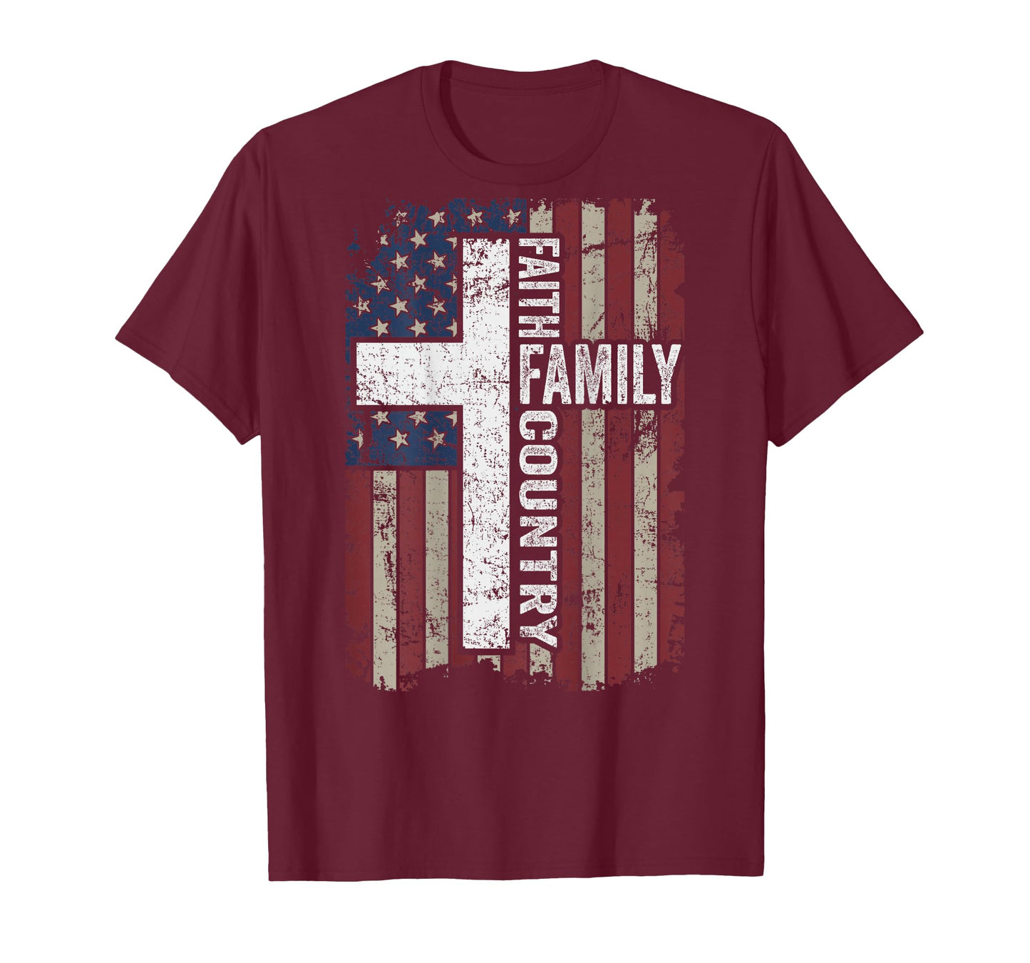 Faith Family Country - Christian Vintage Cross USA - ON BACK T-Shirt