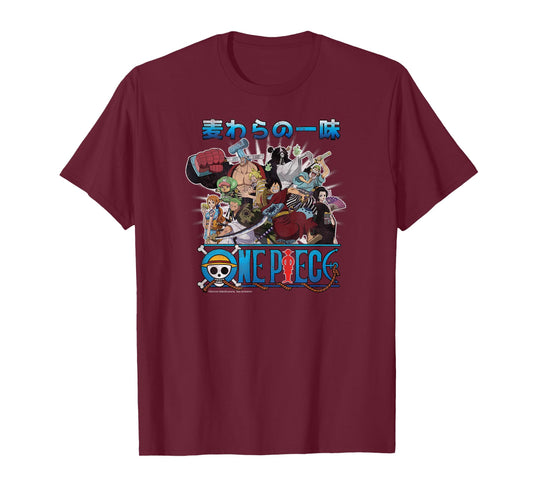 One Piece Anime Retro Straw Hat Crew Cast Collage T-Shirt