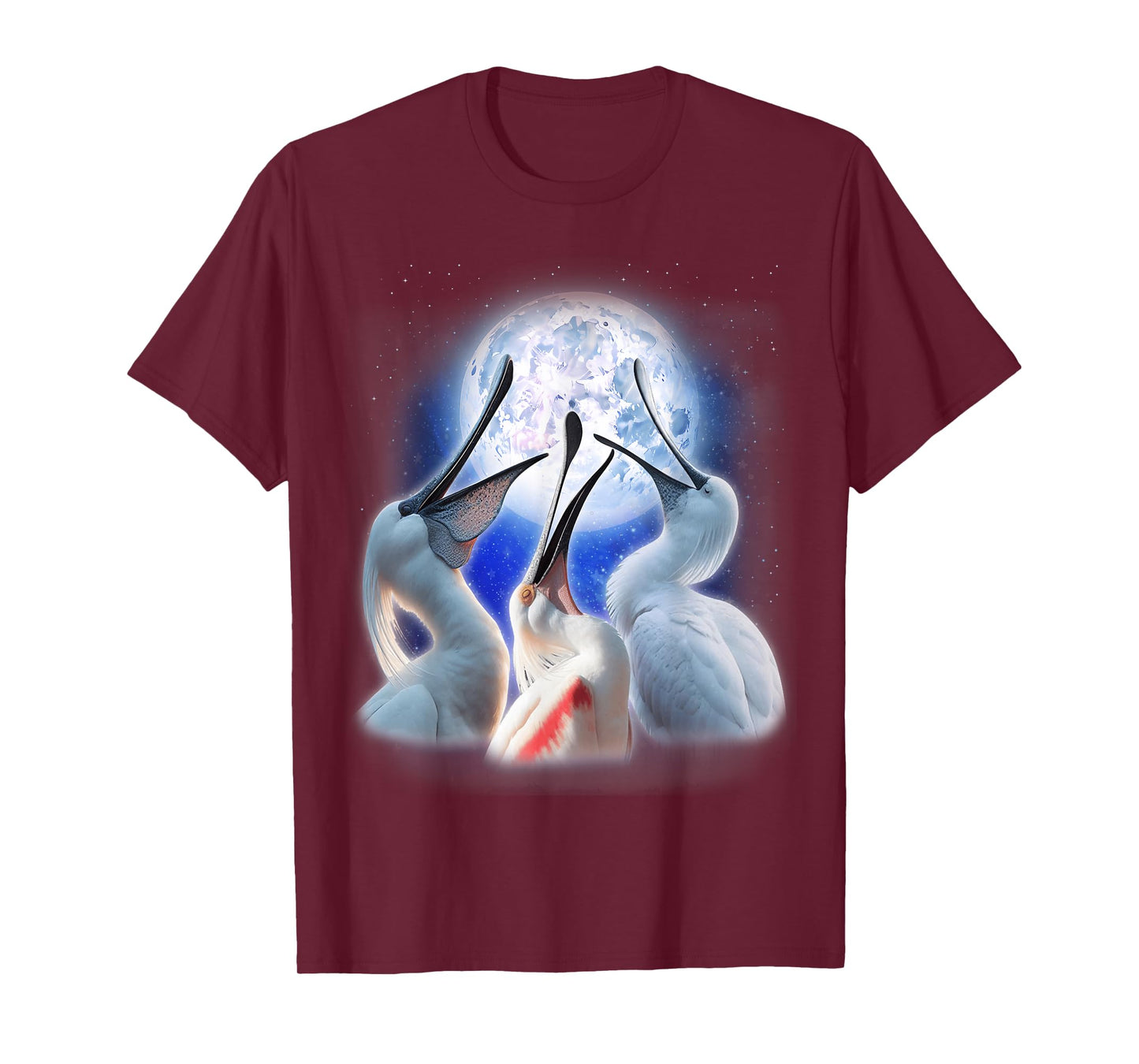 3 Spoonbills Howling At The Moon Funny Spoonbill Bird Lover T-Shirt