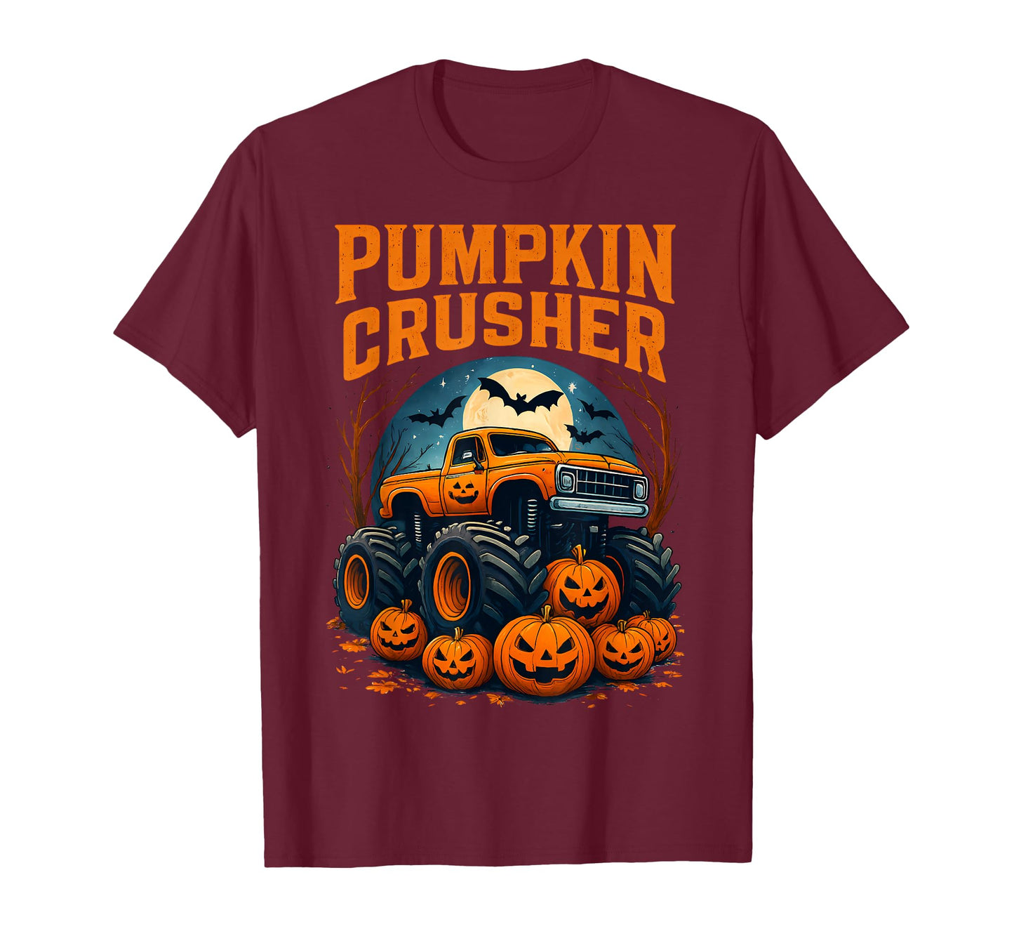Kids Halloween Pumpkin Crusher Monster Truck Toddler Boys T-Shirt