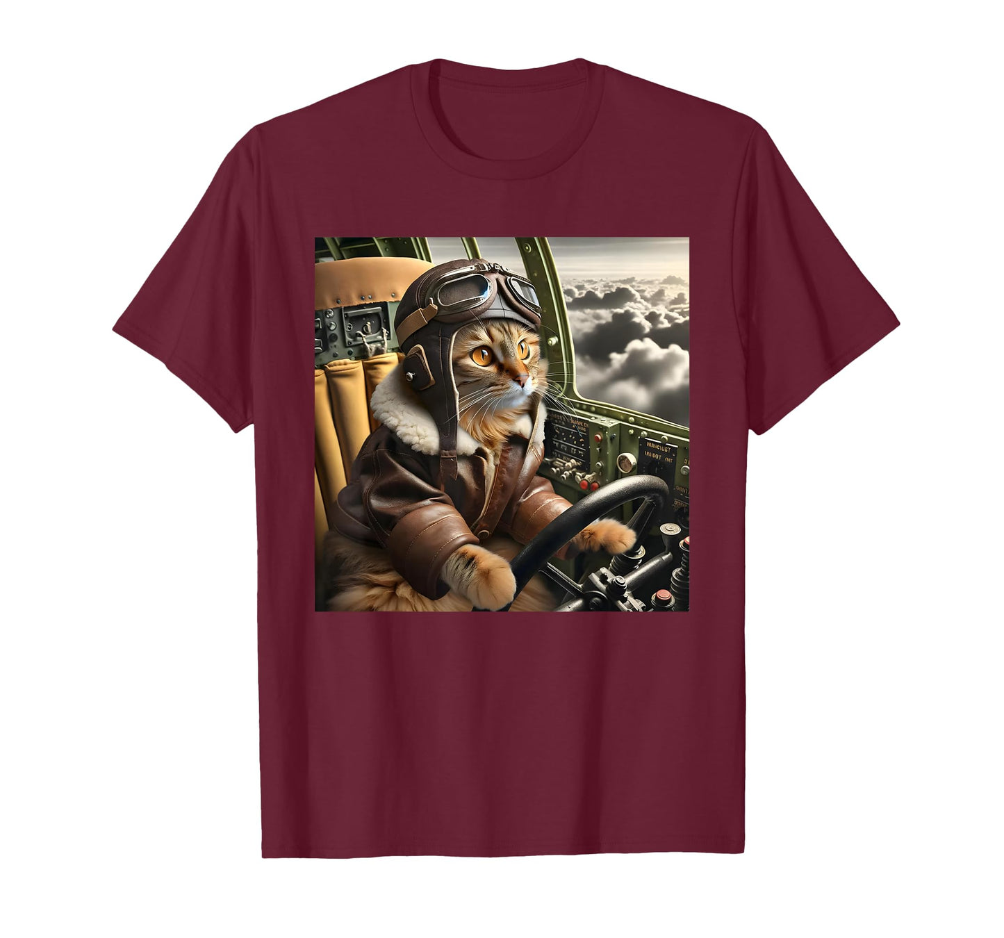 Vintage Cat Pilot - Cat pilots a cool fighter plane. T-Shirt