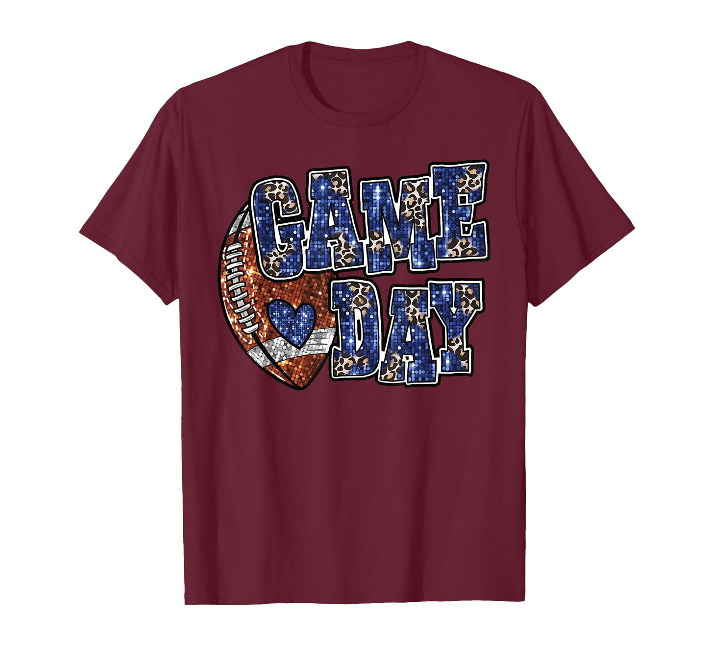 Game Day Leopard Football Bling Bling Football Lover T-Shirt