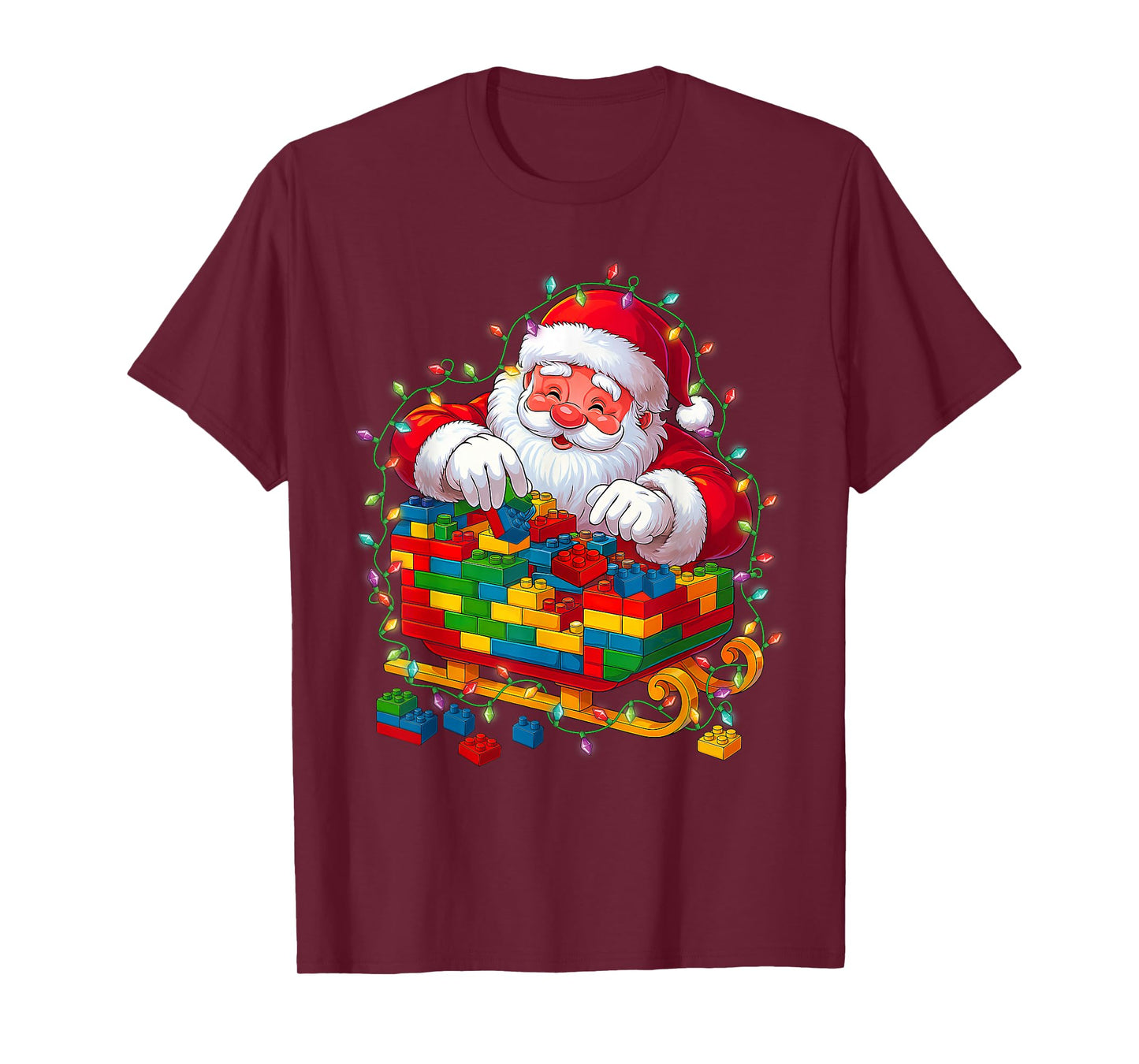 Building Blocks Santa Sleigh Master Builders Christmas Kids T-Shirt
