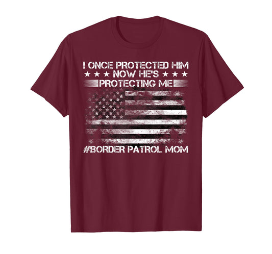 Border Patrol Agent, Green Line US Flag Border Patrol Mom T-Shirt