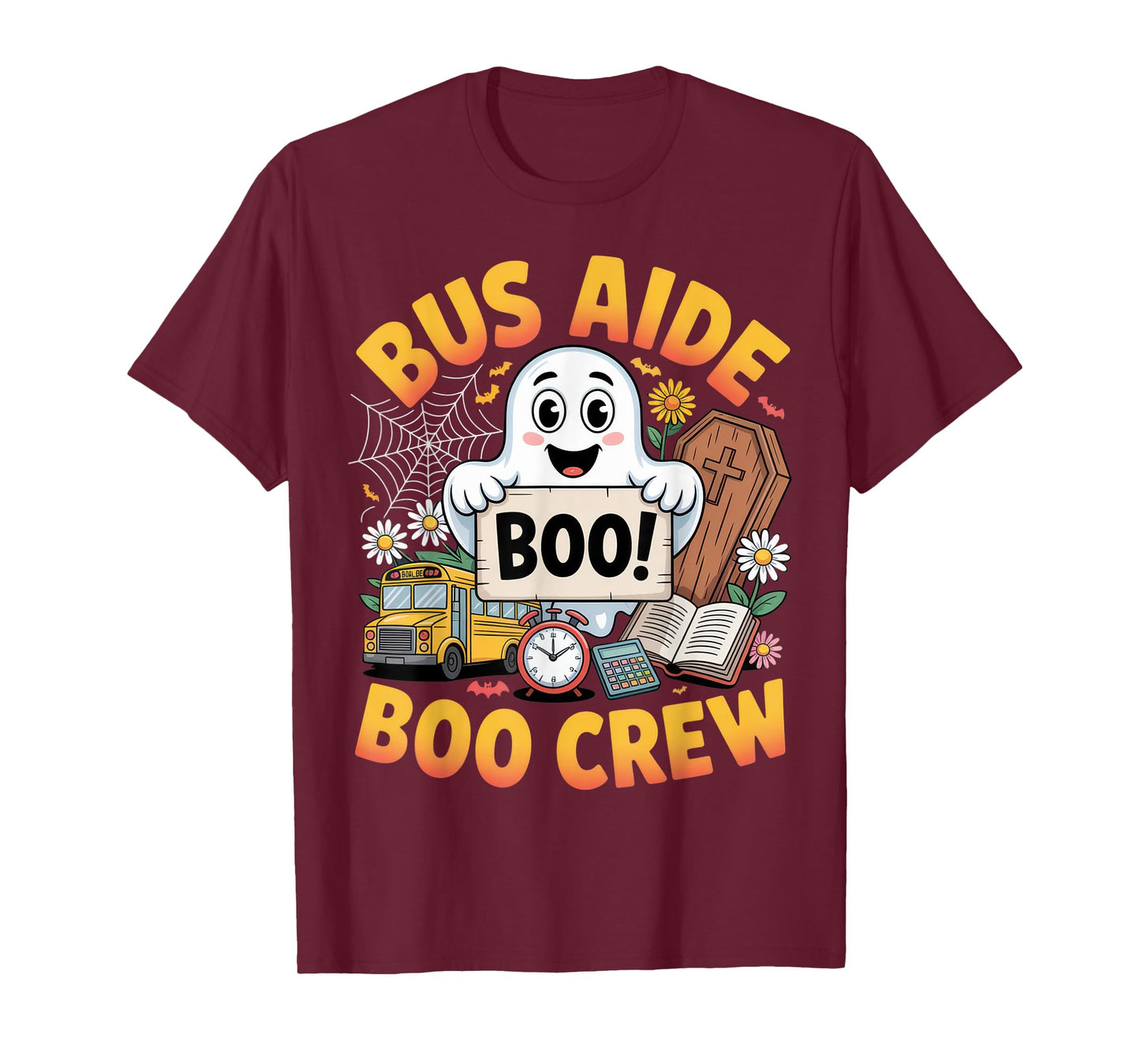 Bus Aide Boo Crew Fun Halloween Ghost Design For School T-Shirt